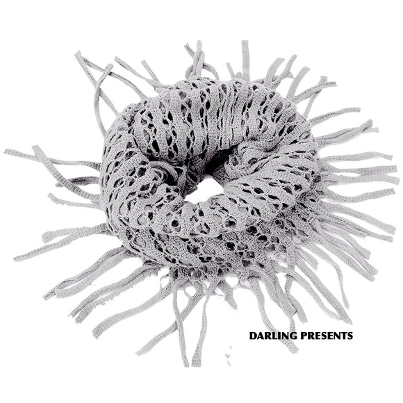 INFINITY FISHNET FRINGE SCARF WOMEN COLOR GRAY - Picture 1 of 4